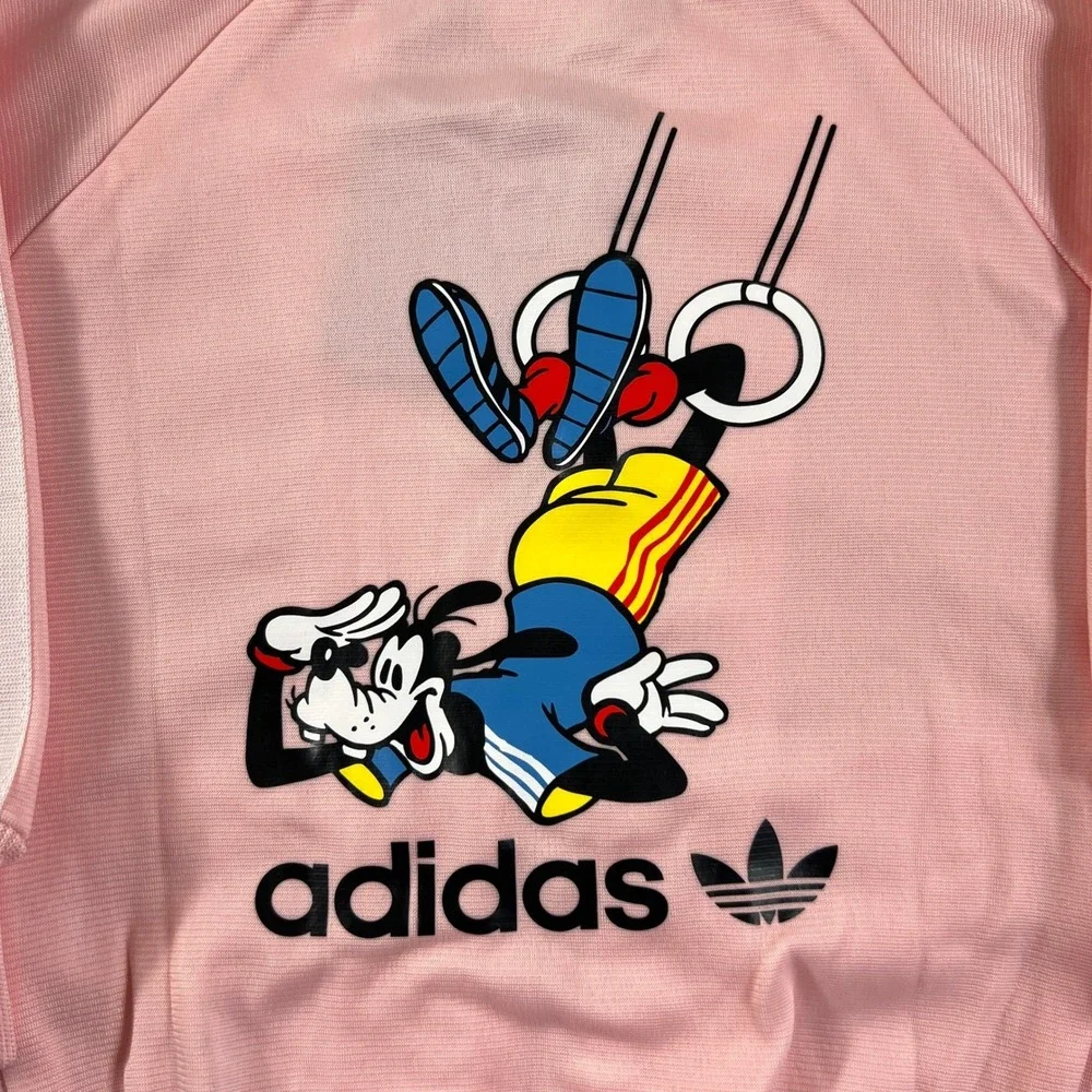 Adidas Goofy Superstar Tracksuit Kids 9M Pink Disney Zip Jacket Pants‎ Vintage